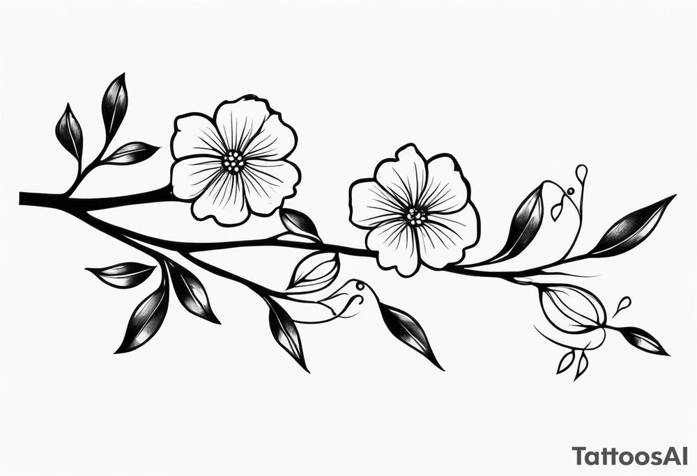 A long branch with flowers tattoo idea