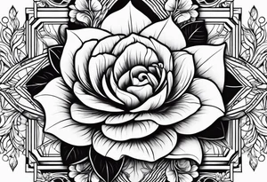 flower with leaves geometric tattoo idea