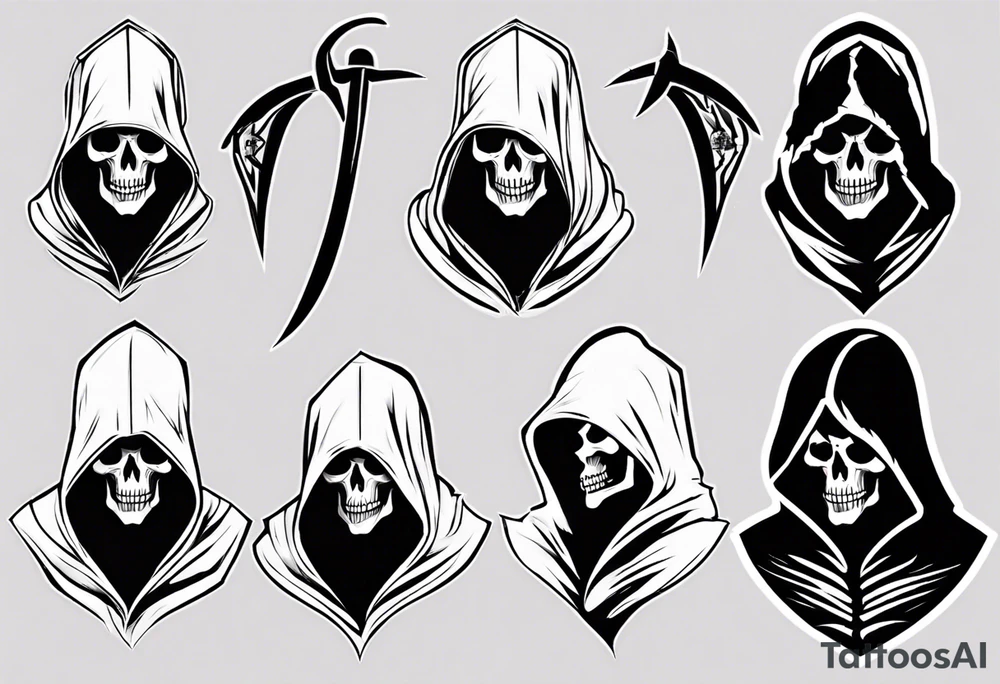 hooded reaper upper body no skull tattoo idea