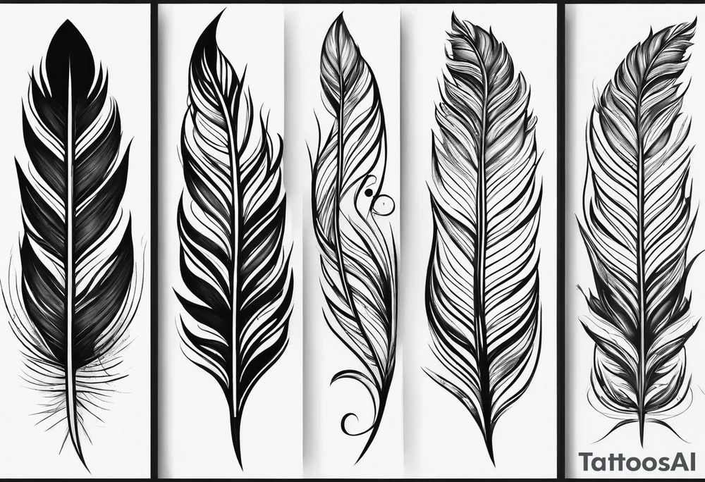 I want two similar but not identical drawings that resemble flames or feathers. I want them to be minimalistic, slightly cartoonist. No color. 
I want them to be slightly abstract too. tattoo idea