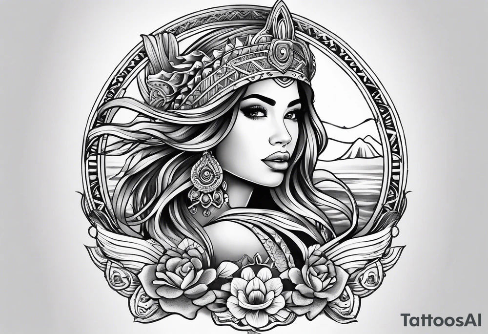 mermaid aztec tattoo idea
