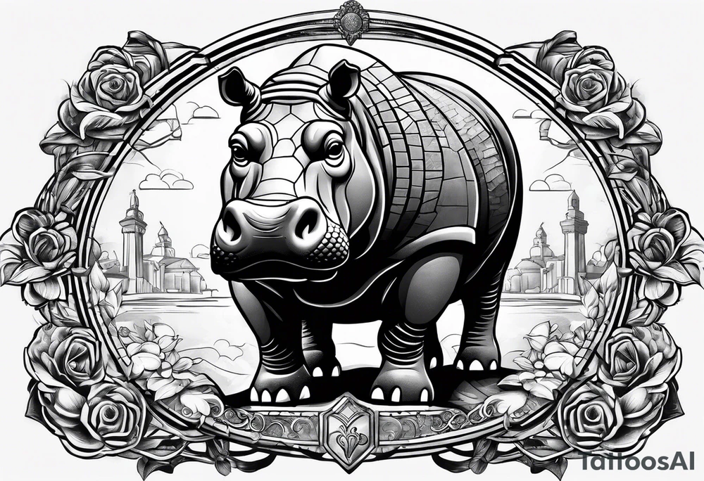 Hippo brick mason tattoo idea