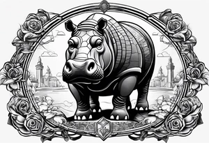 Hippo brick mason tattoo idea