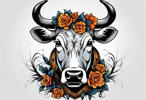 a humanoid cow dressed up like a ghost at halloween tattoo idea