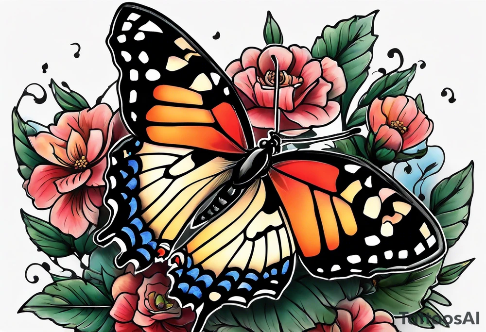 Mountain butterfly tattoo idea