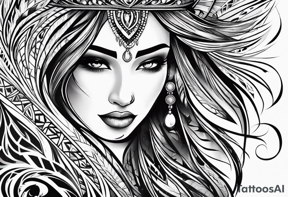Water flowing tribal designed tattoo tattoo idea
