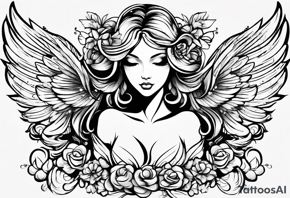 a clipart angel with "my sweet angel" written underneath it tattoo idea