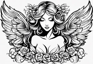 a clipart angel with "my sweet angel" written underneath it tattoo idea