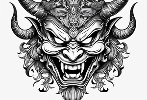 oni mask with teeth tattoo idea