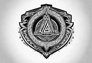 Valhalla shield sword axe Valknut tattoo idea