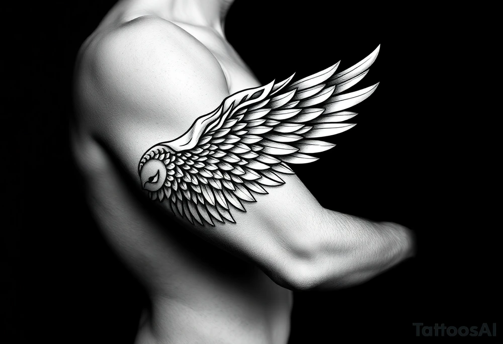 Full Shoulder to elbow wing tattoo idea