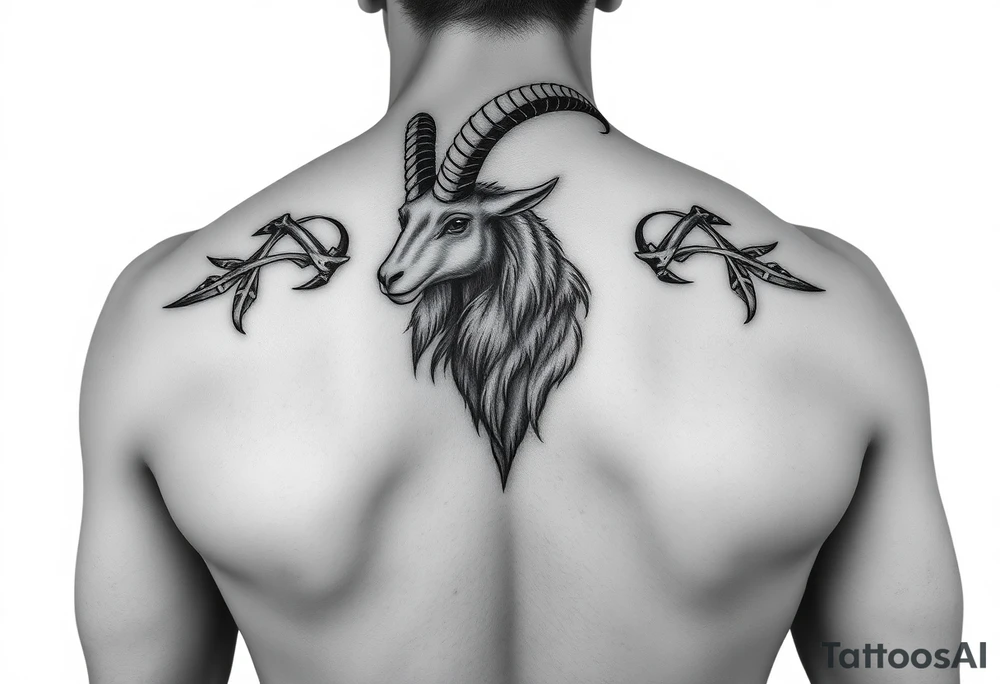 ignorant style capricorn sea goat tattoo black and white tattoo idea