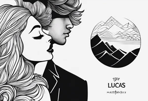 minimalist mini tattoo for couples (half mom and half dad), of our son's name "Lucas" tattoo idea