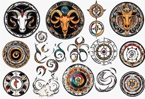 Capricorn zodiac wheel chakra style spiritual symbols tattoo idea