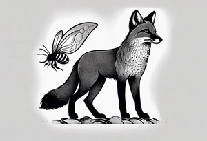 Fox with a honeybee and a ruby tattoo idea