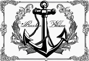 Anchor with ribbon around it with the name Blakely and Jaxton tattoo idea