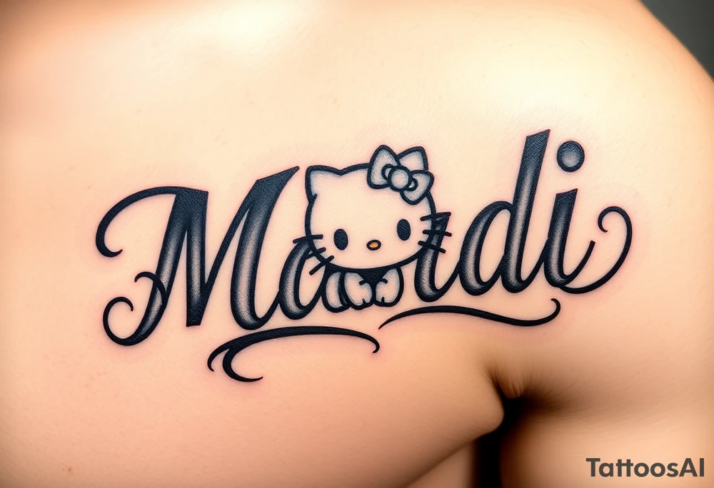 Name Mandi with blue eyes and hello kitty tattoo idea