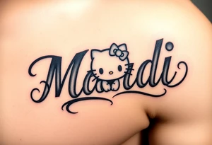 Name Mandi with blue eyes and hello kitty tattoo idea