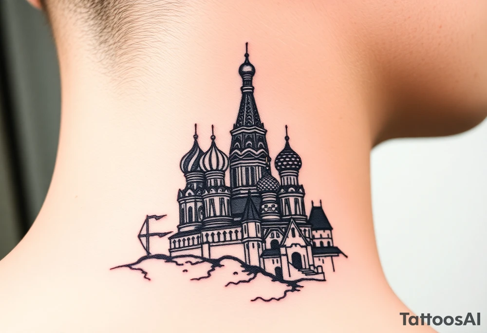 The Kremlin or St. Basil's Cathedral scene tattoo idea