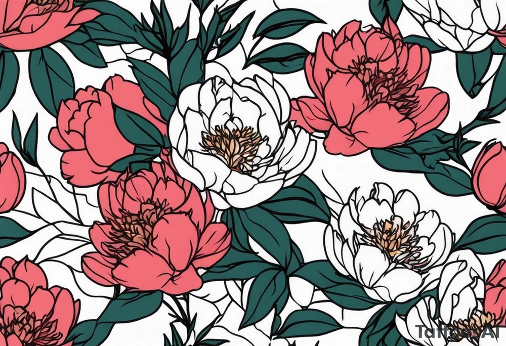 Bouquet of peonies tattoo idea