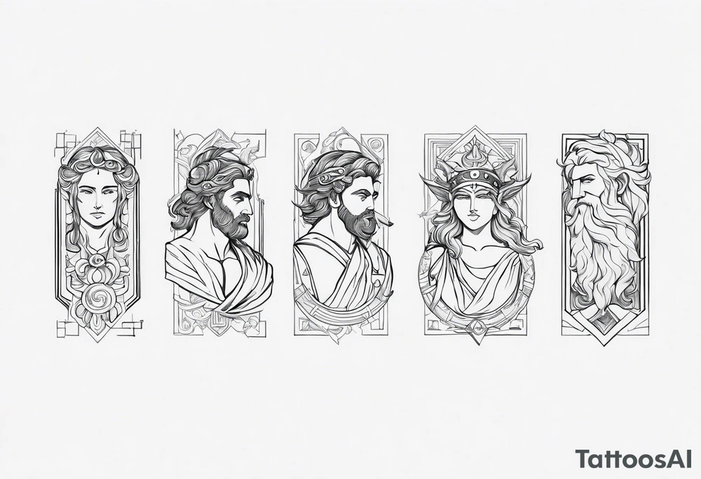 Greek Gods Arm sleeve tattoo idea