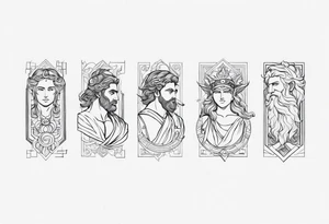 Greek Gods Arm sleeve tattoo idea