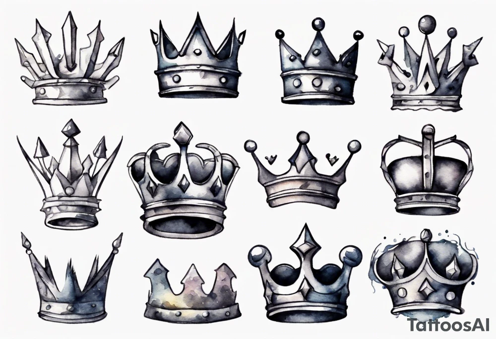 a watercolor of a simple iron crown tattoo idea