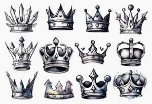 a watercolor of a simple iron crown tattoo idea