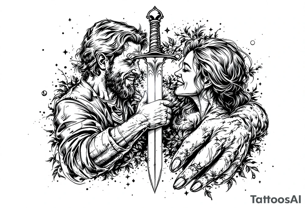 Relentless, sword, Christian, family, happiness tattoo idea