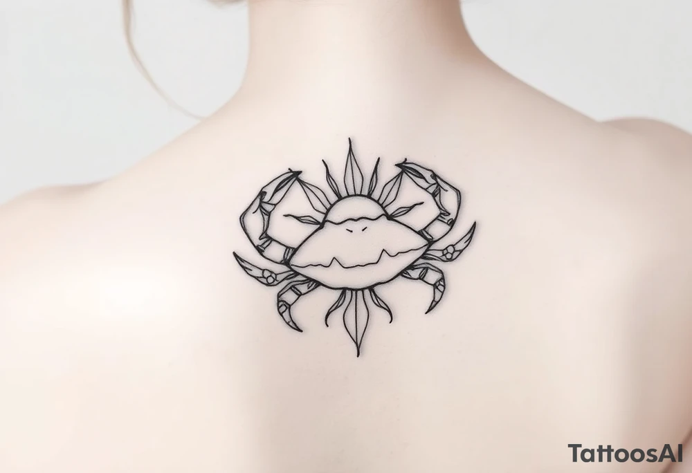 Crab sun and honeysuckle tattoo idea