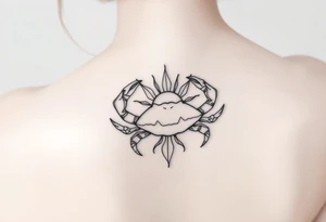 Crab sun and honeysuckle tattoo idea