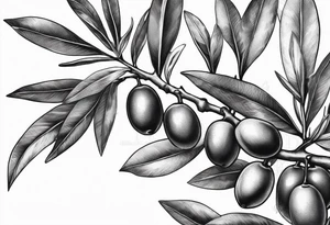 Olive trees individual leaves floating in the wind tattoo idea