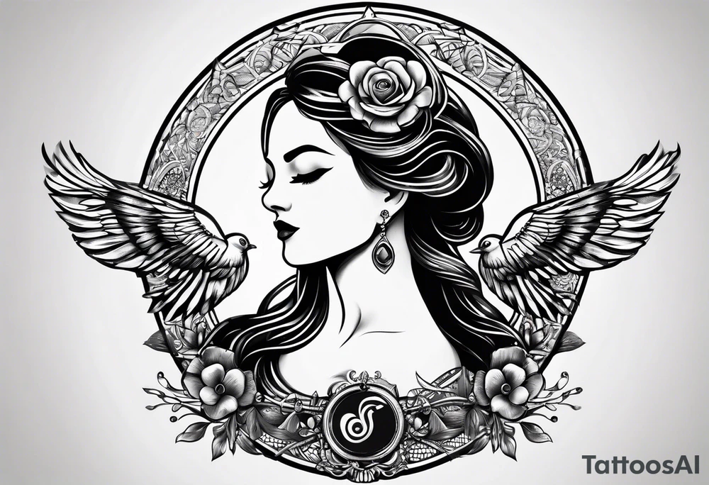 Circle tattoo inside oscar written tattoo idea
