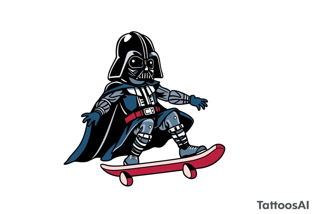 Darth Vader skateboarding >
blue & red tattoo idea