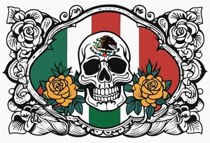 Mexican sleeve format with flag incorporated tattoo idea