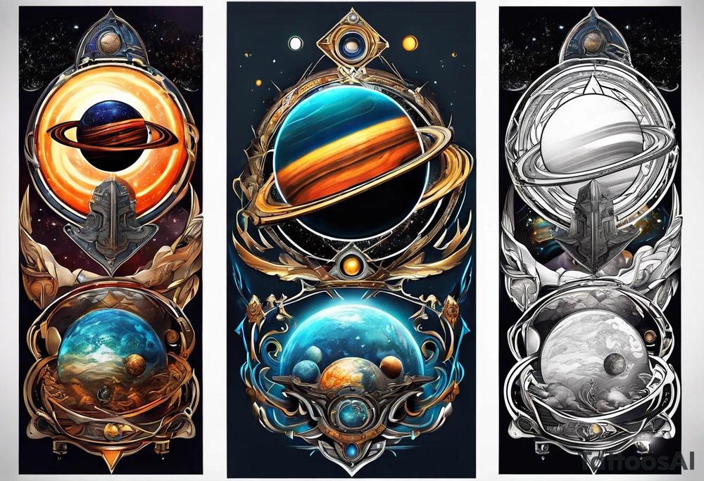 Man solar planet space tattoo idea