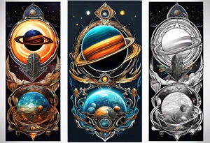 Man solar planet space tattoo idea