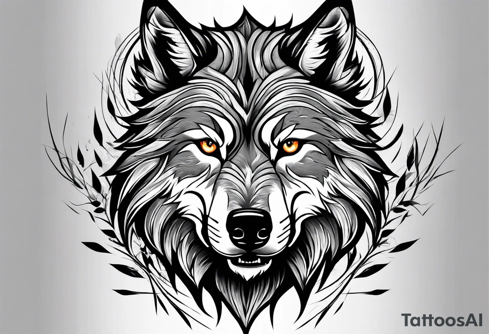 angry alpha wolf tattoo idea