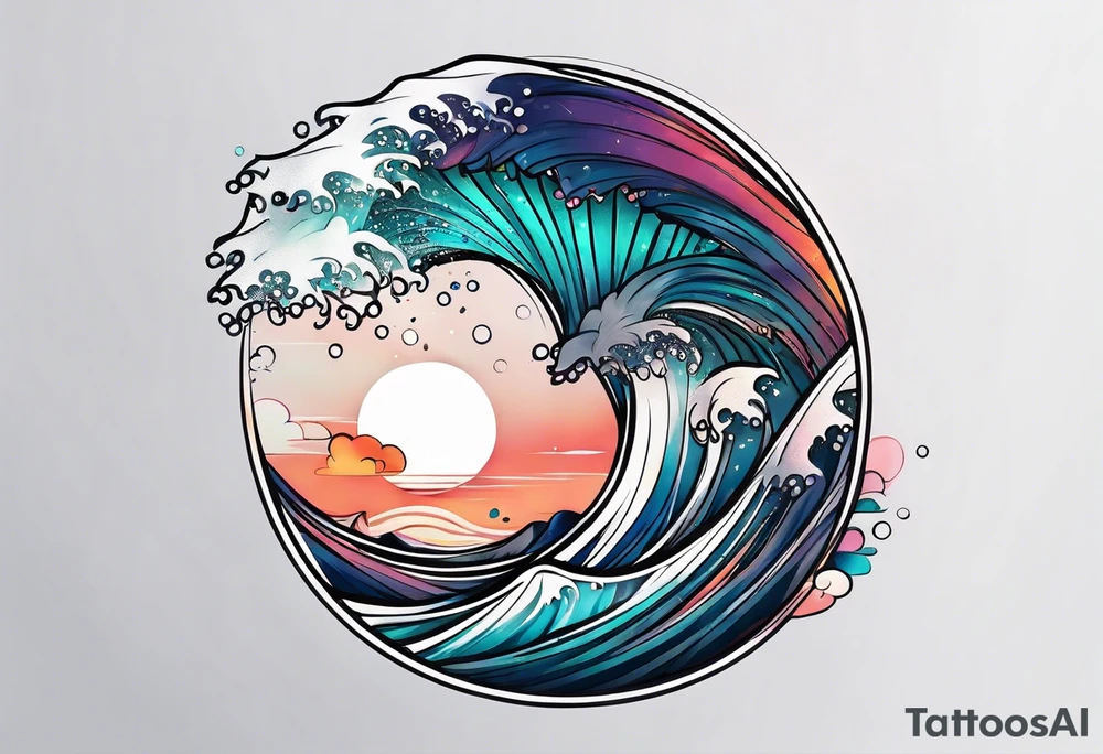 simple wave for outside forearm tattoo idea