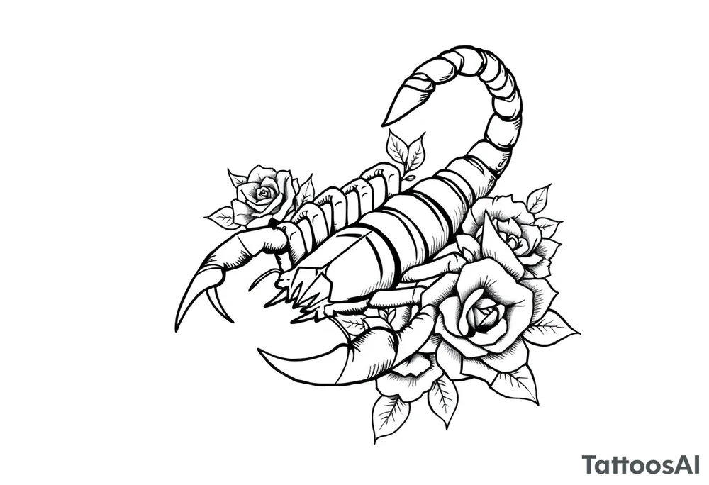 Scorpion with roses tattoo idea