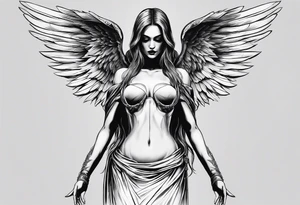 realistic full body of angel of death, without face, man tattoo idea