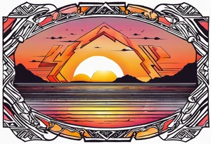 XXII VI MMXXI letters with a sunset background tattoo idea