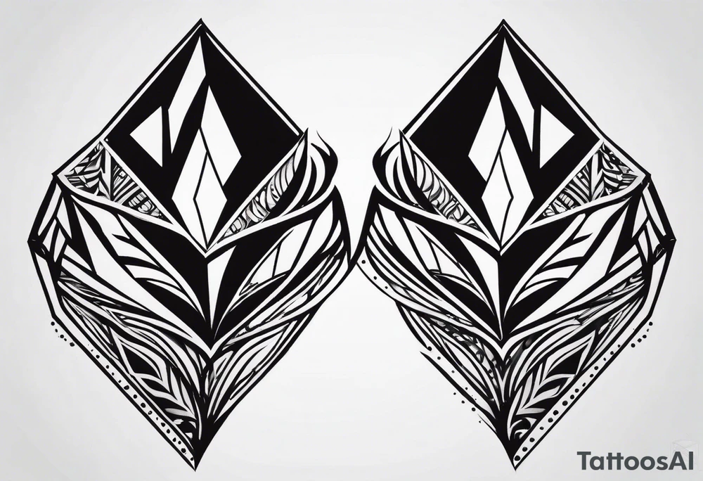 simple Dimond shape split in two halves tattoo idea