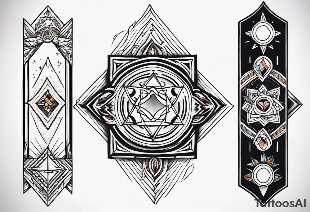 forearm band tattoo with spiritual elements tattoo idea
