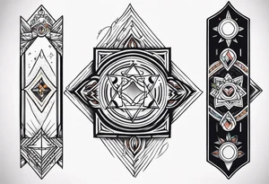 forearm band tattoo with spiritual elements tattoo idea