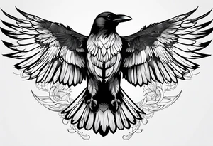 outlines of a crow with open wings tattoo idea