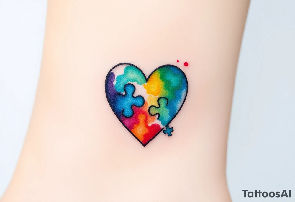 autism heart puzzle shape symbol tattoo idea