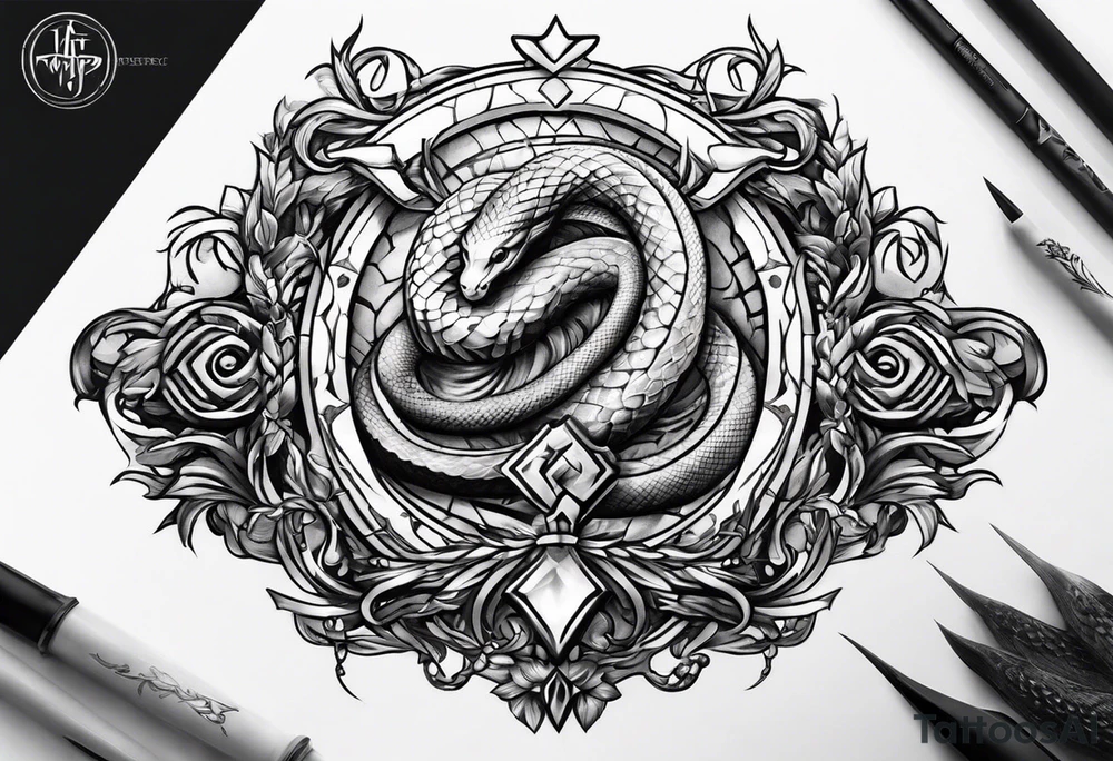 Trident weapon with snake tattoo idea
