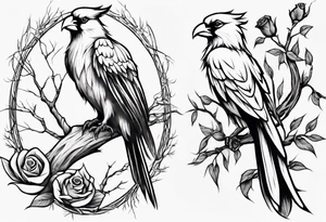 A full sleeve Willow tree with a cardinal holding a rose and a eagle tattoo idea