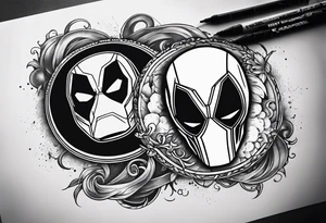 Deadpool and punisher Ying yang tattoo idea